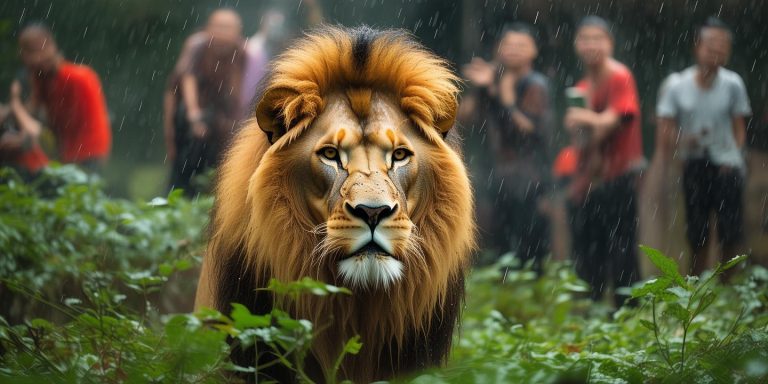 长隆动物园狮子雨中忧郁走红 网友心疼调侃如失恋偶像剧