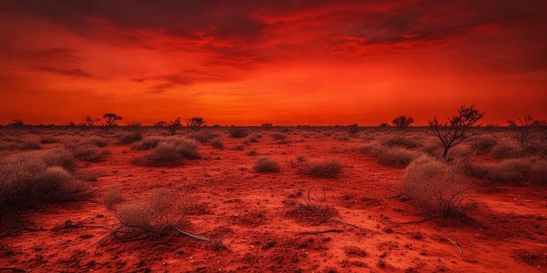 澳大利亚末日红奇观揭秘：血色天空与赤铁土壤的自然现象