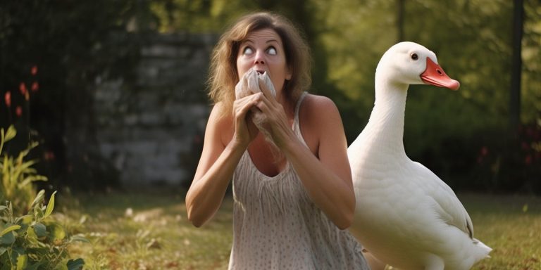 30岁女子被自家大鹅追着喊妈 称从小被欺负成阴影