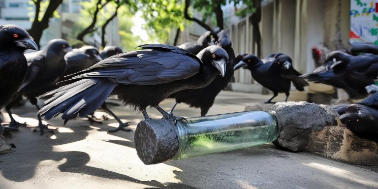 广州乌鸦真实再现课文喝水场景 石块入瓶智慧令人惊叹