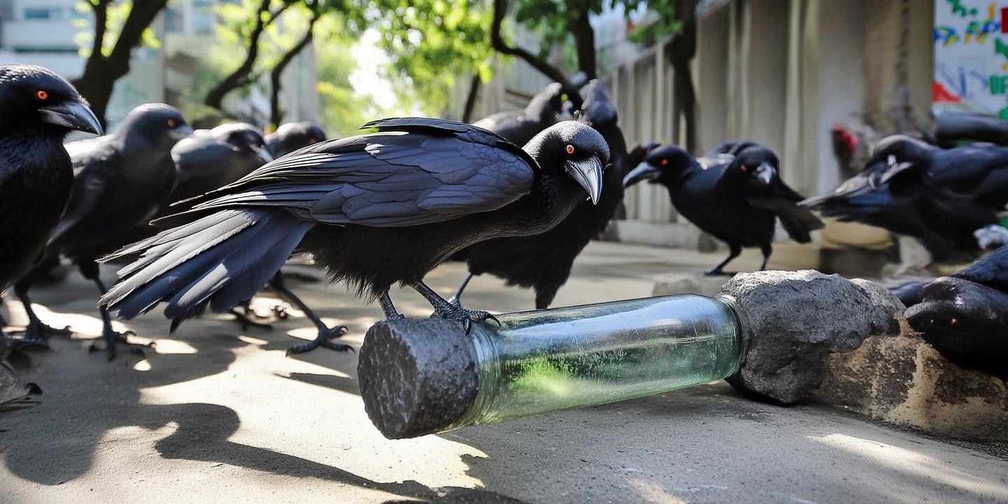广州乌鸦真实再现课文喝水场景 石块入瓶智慧令人惊叹
