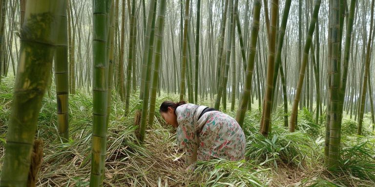 女子挖笋遗落外套 竹笋疯长十余米竟将衣服穿走